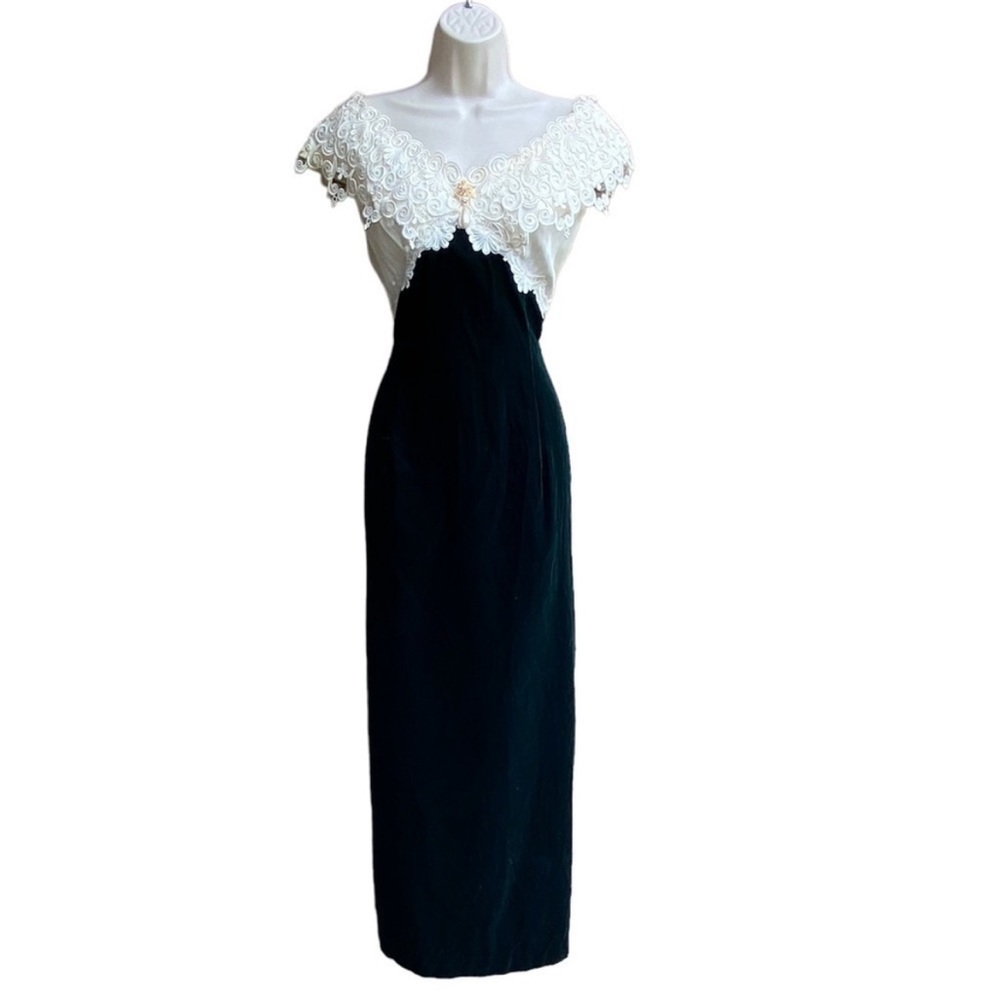 Vintage Scott McClintock Green Velvet Prairie Prom Dress